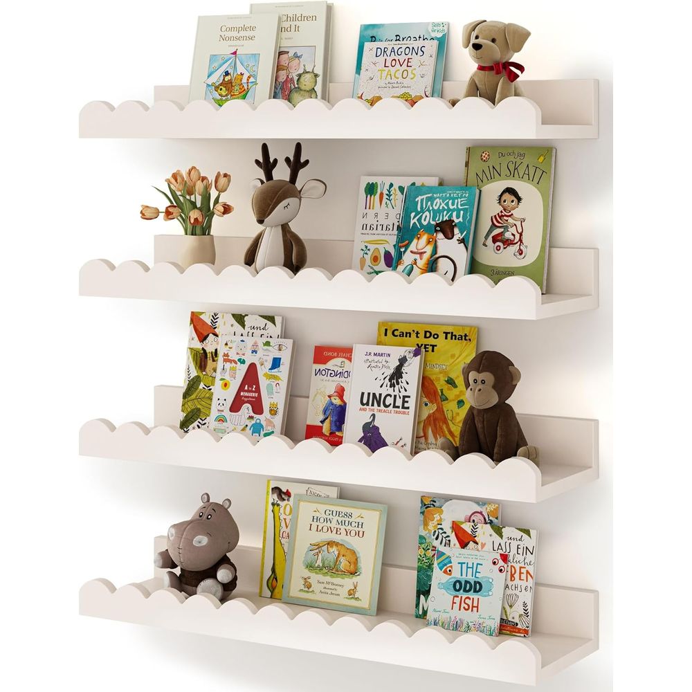 Baby Nursery Floating Shelves - 4 sztuki białych półek wiszących, półki