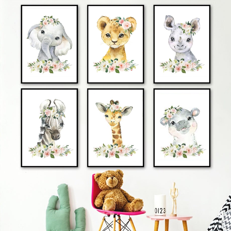 Baby Nursery Giraffe - Obrazy na płótnie z motywem kwiatowej