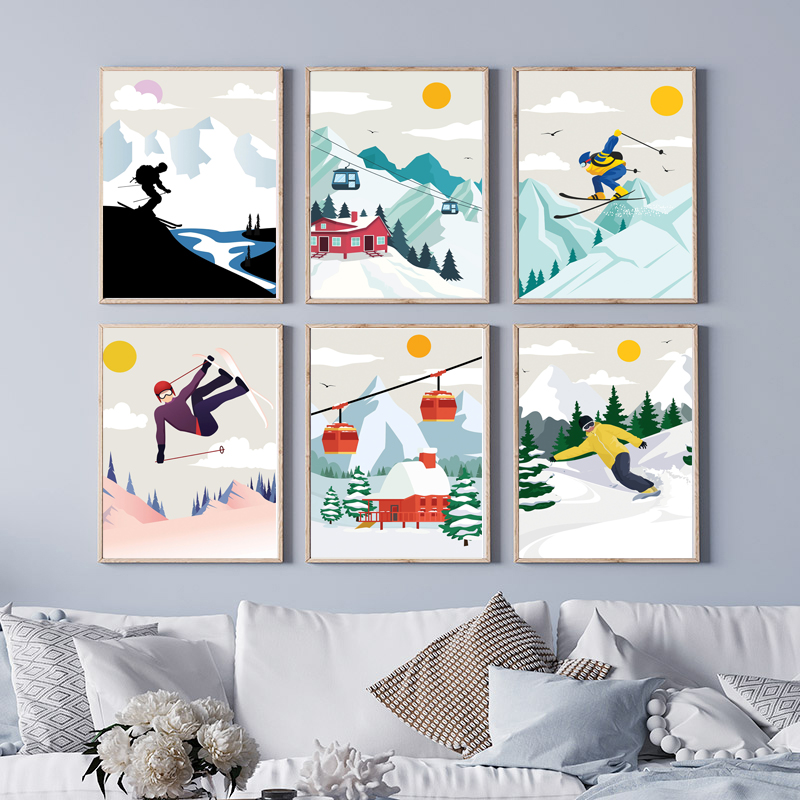 Baby Nursery Mountain Theme - Minimalistyczny obraz na płótnie z motywem