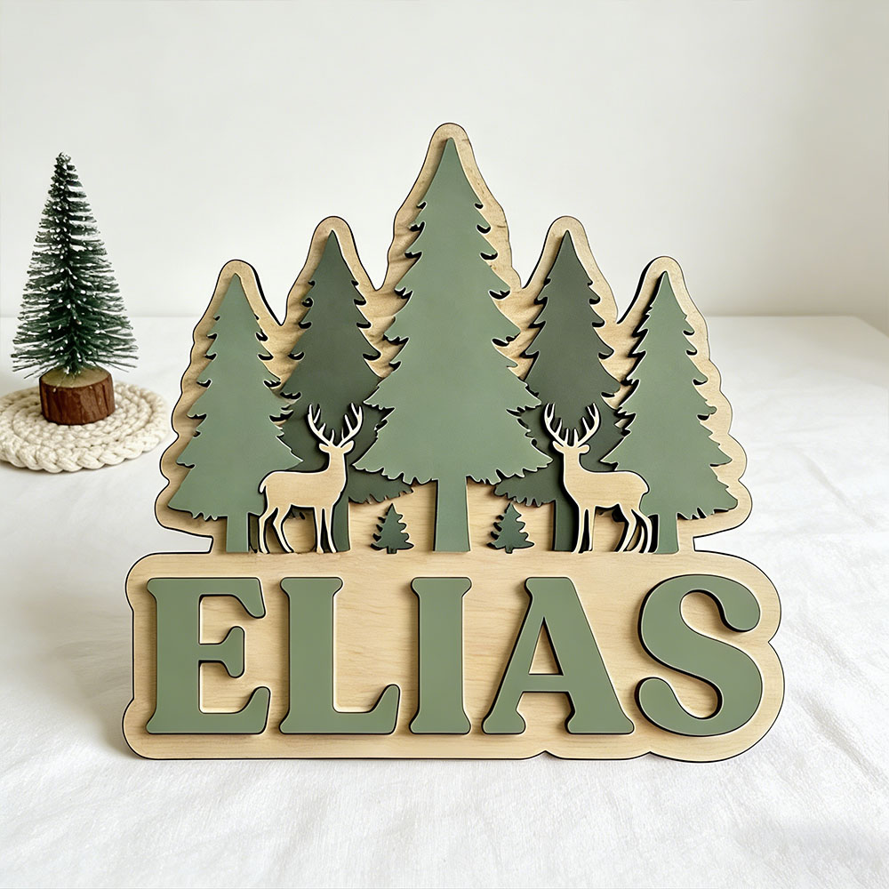 Baby Nursery Mountain Theme - Personalizowana tabliczka na drzwi z motywem