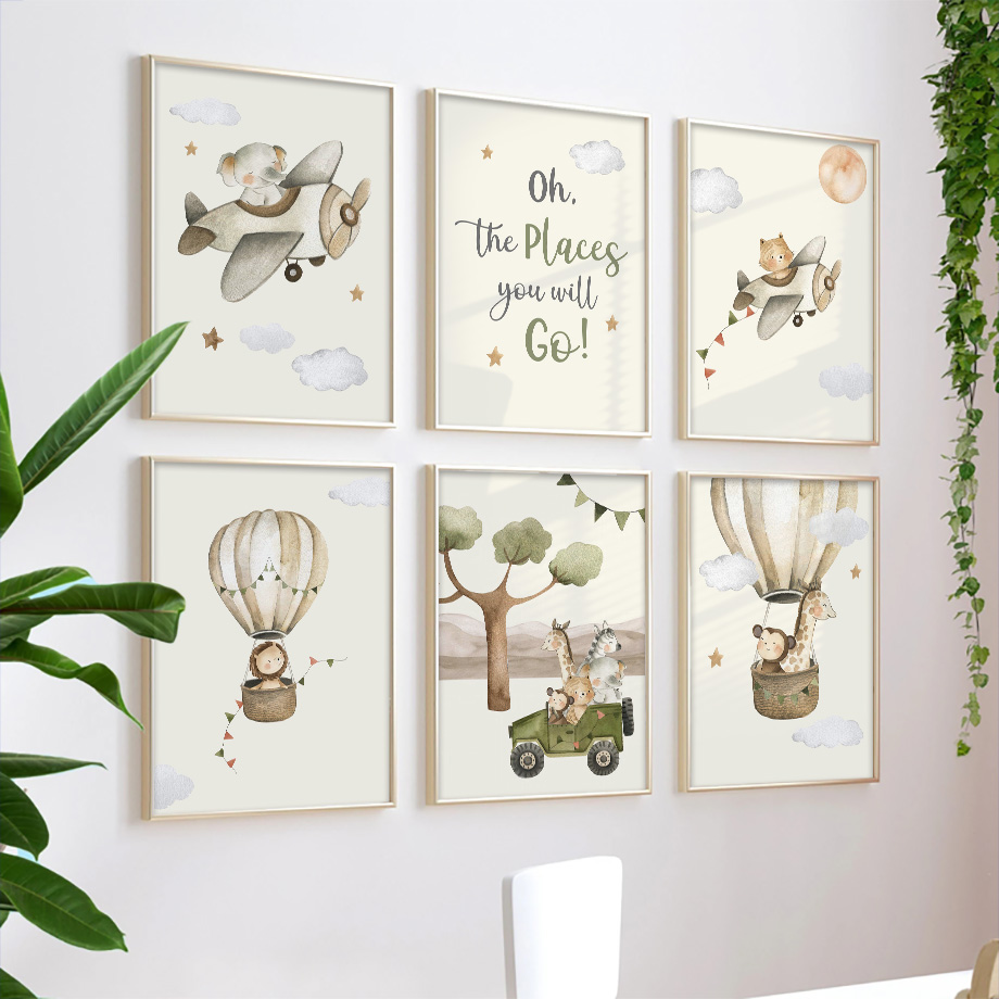 Baby Nursery Giraffe - Lew Żyrafa Małpa Balon Samolot Samochód