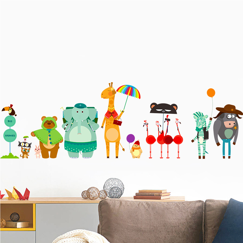 Baby Zoo Nursery - Cartoon Zoo Bus Station naklejki ścienne