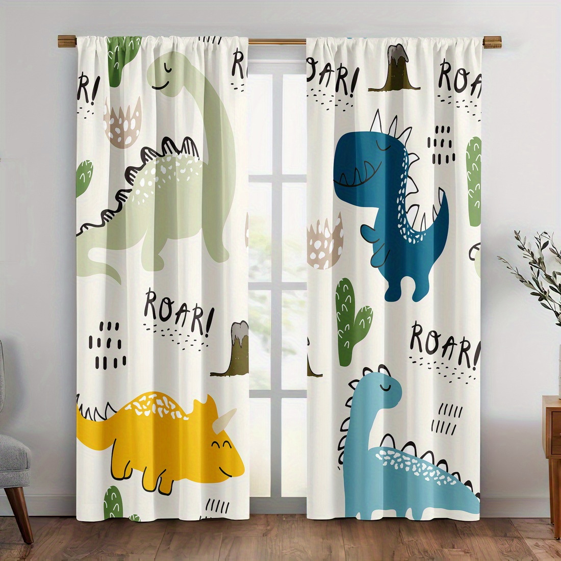 Blackout Curtain Nursery - Zasłony z dinozaurami z kreskówek 2