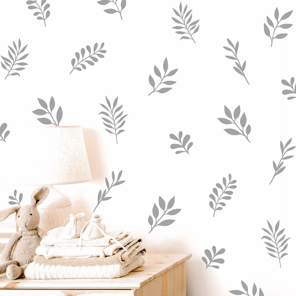 Baby Nursery Panelling - 41Pcs Botanical Leaf Wall Sticker Playroom