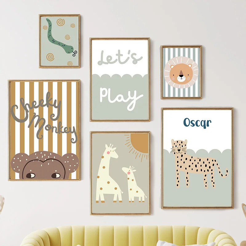 Baby Nursery Giraffe - Cartoon Giraffe Leopard Lion Monkey Snake
