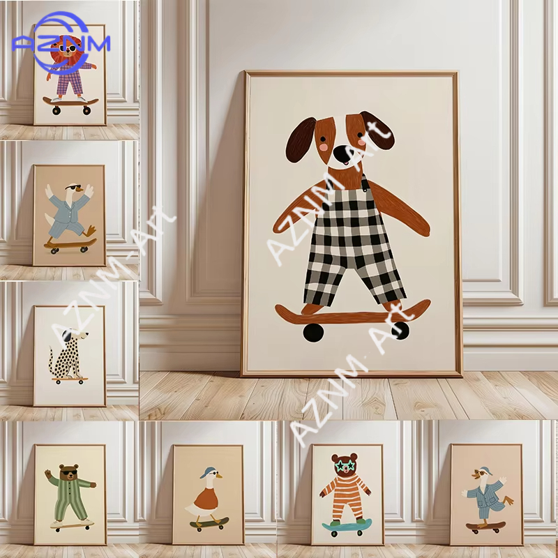Baby Nursery Items - 1 szt. Zabawny plakat ze zwierzętami