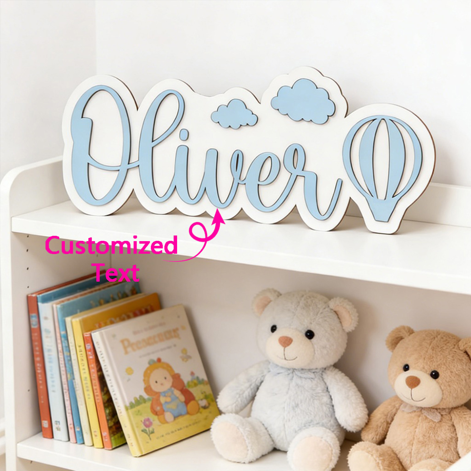 Baby Nursery Decor - Spersonalizowana tabliczka do pokoju z balonem
