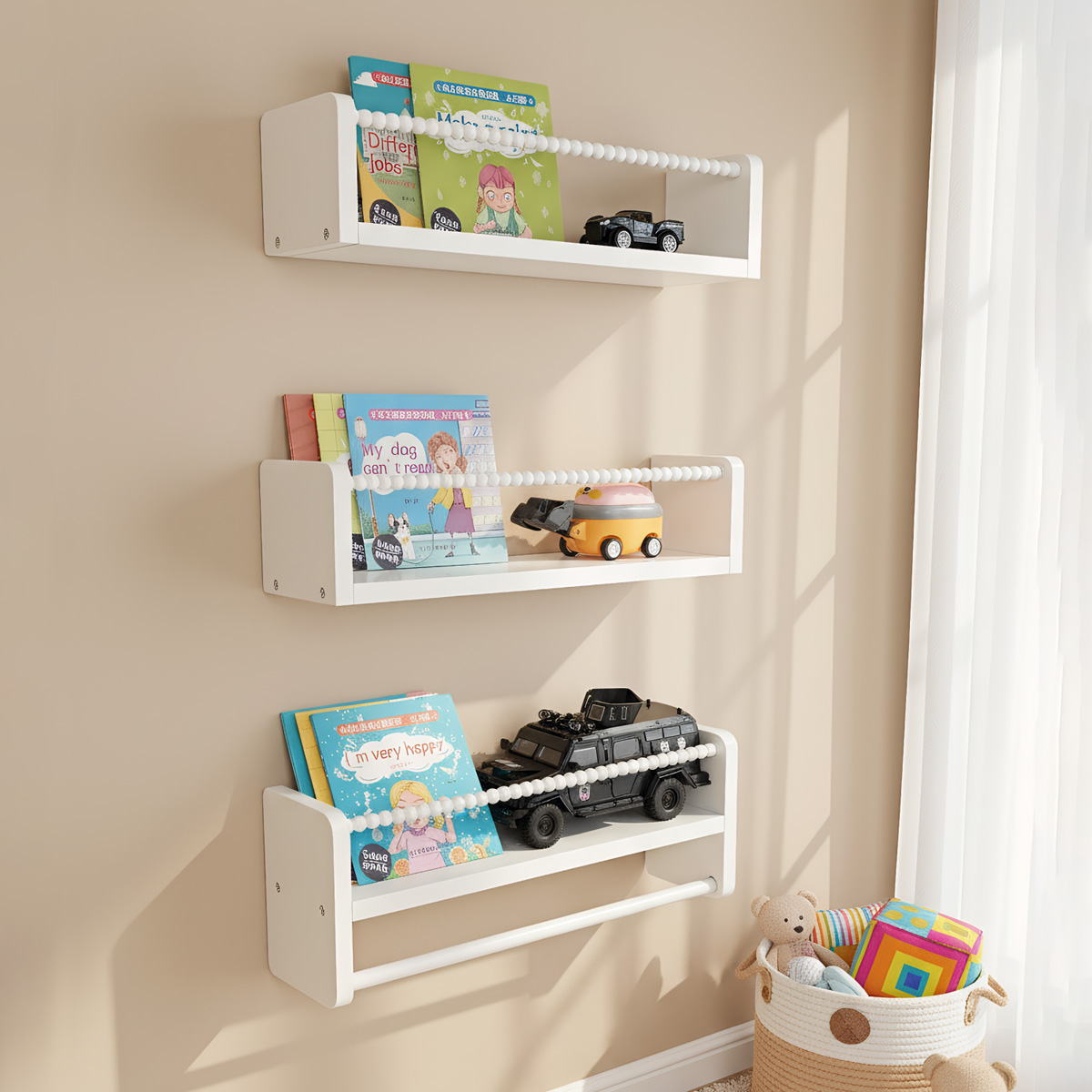 Baby Nursery Floating Shelves - Drewniane półki na książki do pokoju