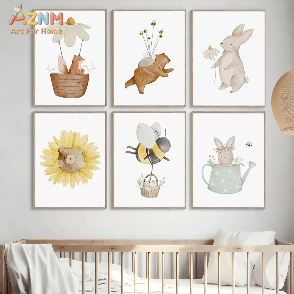 AZNM Akwarelowy Niedźwiedź Lis – Baby Nursery Frames recenzja i cena