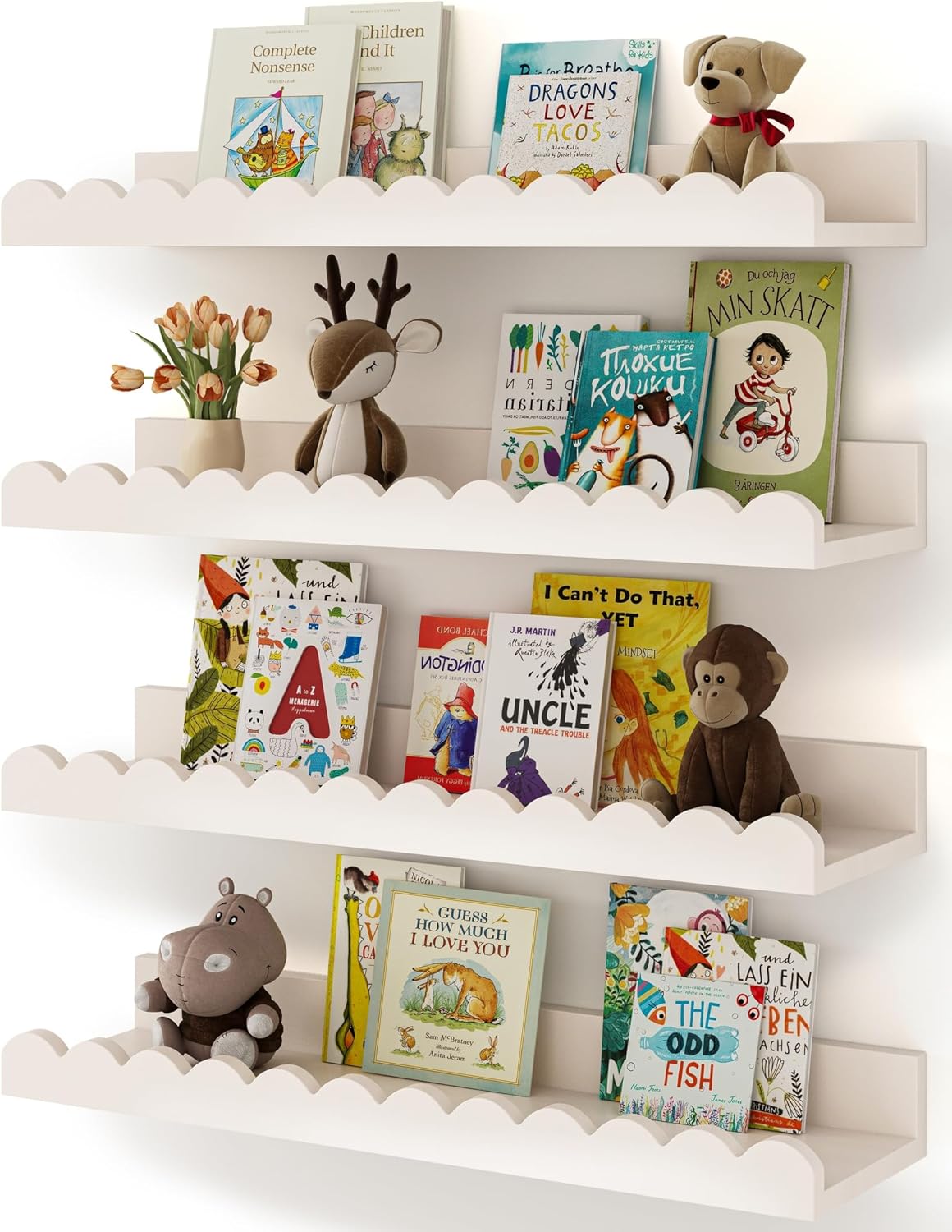 Zestaw 4 białych półek na ksią – Baby Nursery Floating Shelves recenzja i cena