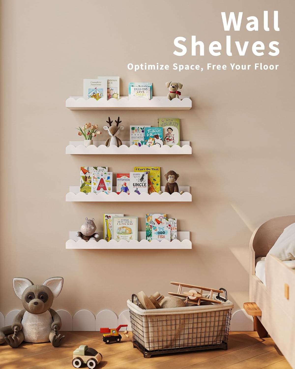 Zestaw 4 białych półek na ksią – Baby Nursery Floating Shelves recenzja i cena
