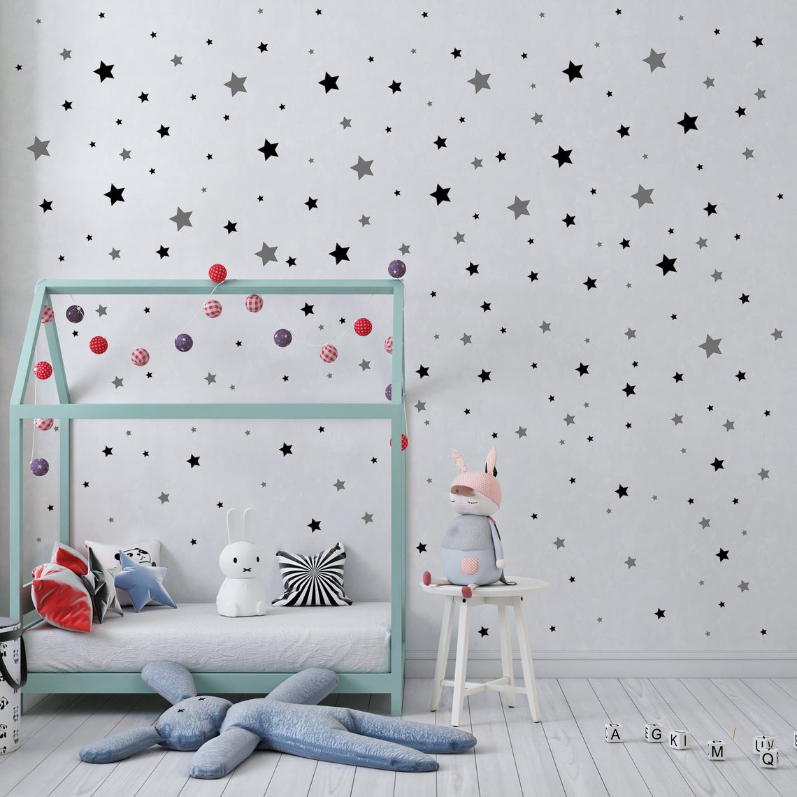 Cartoon 65Pcs Star Wall Sticke – Baby Nursery Panelling recenzja i cena