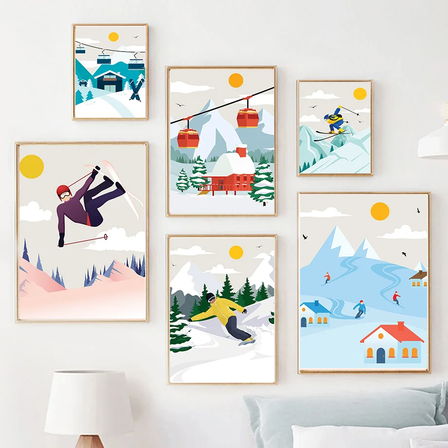 Minimalistyczny obraz na płótn – Baby Nursery Mountain Theme recenzja i cena