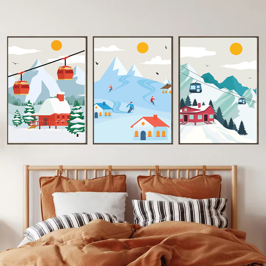 Minimalistyczny obraz na płótn – Baby Nursery Mountain Theme recenzja i cena
