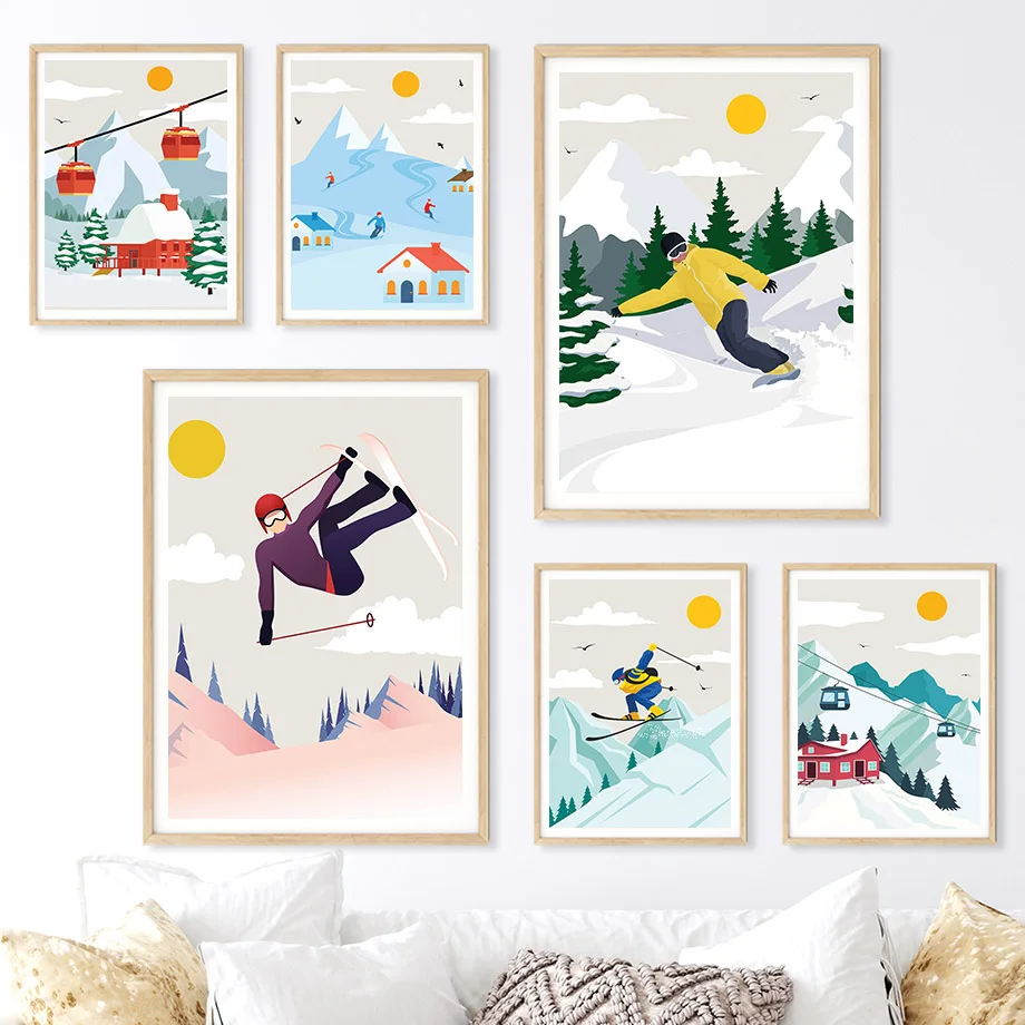 Minimalistyczny obraz na płótn – Baby Nursery Mountain Theme recenzja i cena