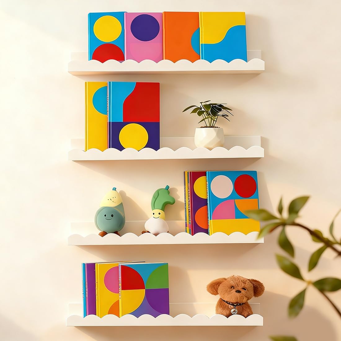 Zestaw 4 białych półek na ksią – Baby Nursery Floating Shelves recenzja i cena