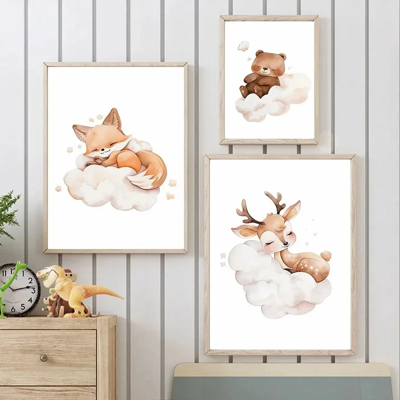 Cartoon Cloud Animal Canvas Pa – Baby Nursery Frames recenzja i cena