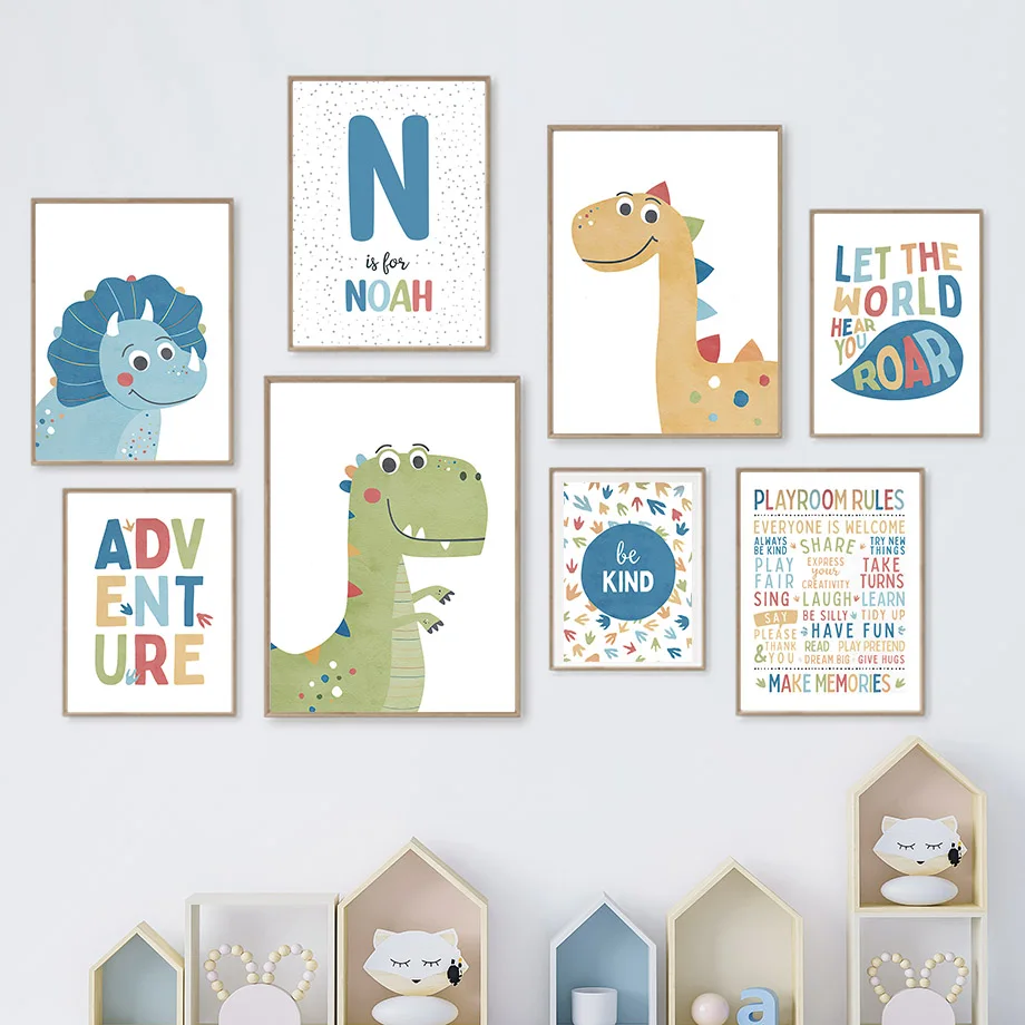 Cartoon Dinosaur Personalized  – Baby Nursery Decor Boy recenzja i cena