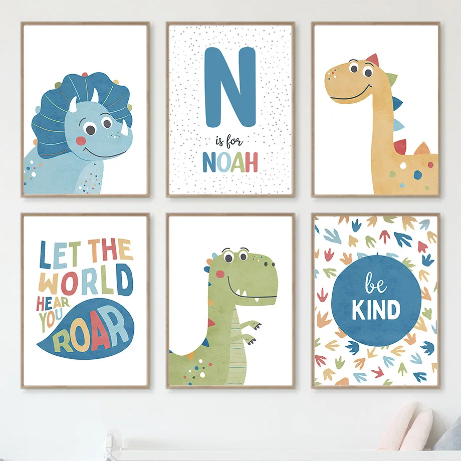 Cartoon Dinosaur Personalized  – Baby Nursery Decor Boy recenzja i cena