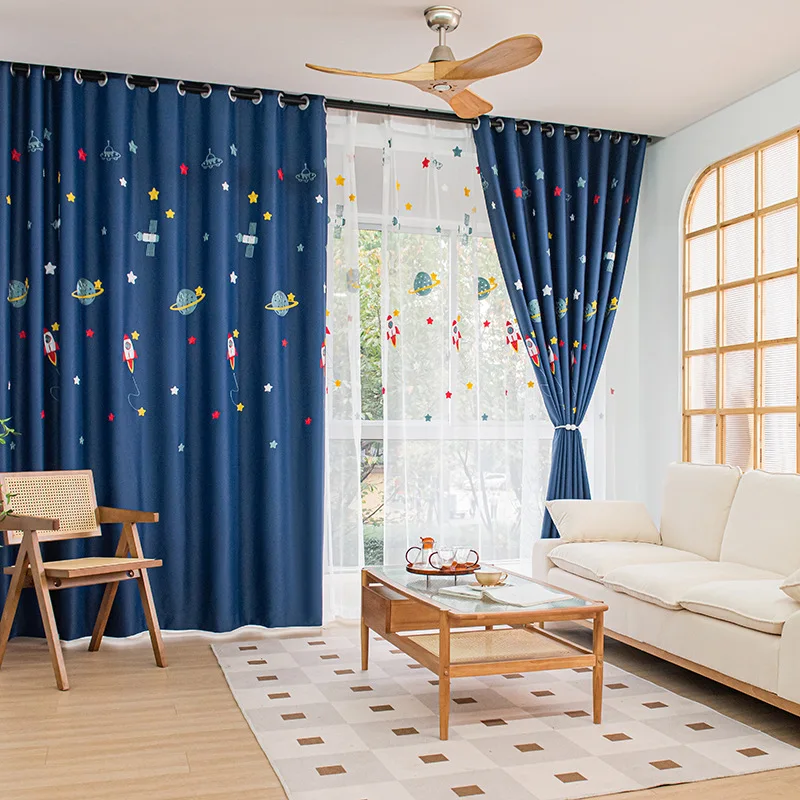 Granatowe Cartoon rakieta stat – Blackout Curtain Nursery recenzja i cena