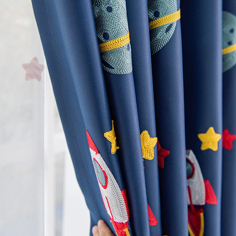 Granatowe Cartoon rakieta stat – Blackout Curtain Nursery recenzja i cena