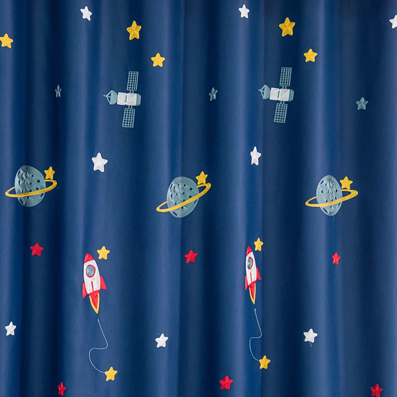 Granatowe Cartoon rakieta stat – Blackout Curtain Nursery recenzja i cena