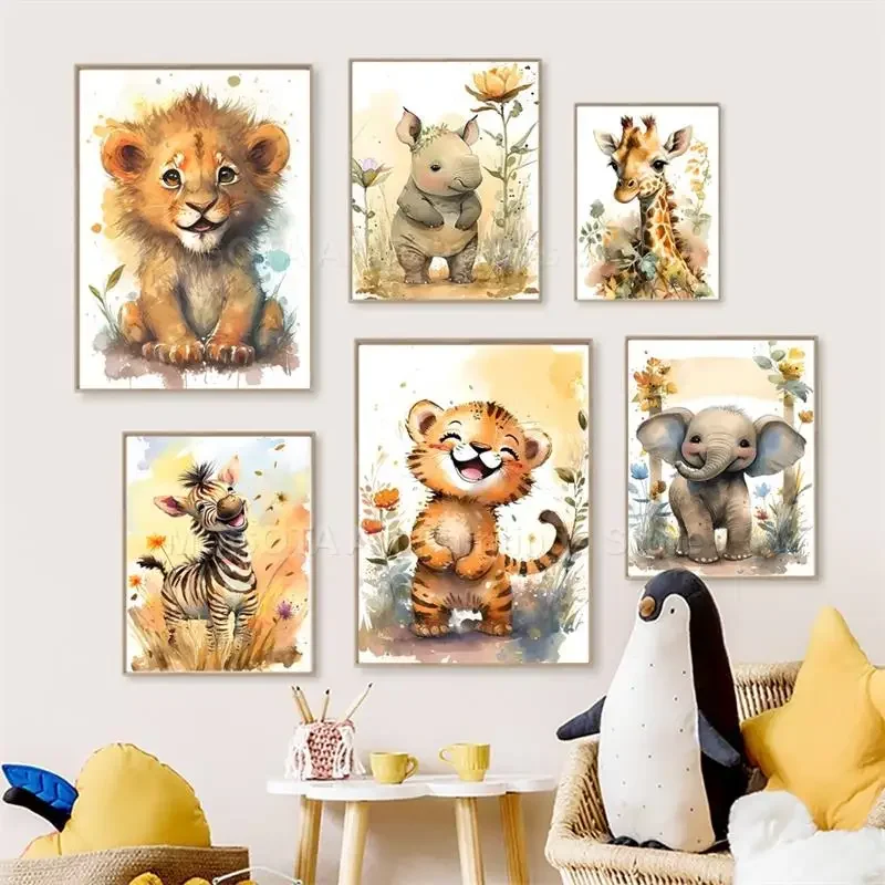 Akwarelowe Lwy Żyrafy Tygrysy  – Baby Nursery Giraffe recenzja i cena