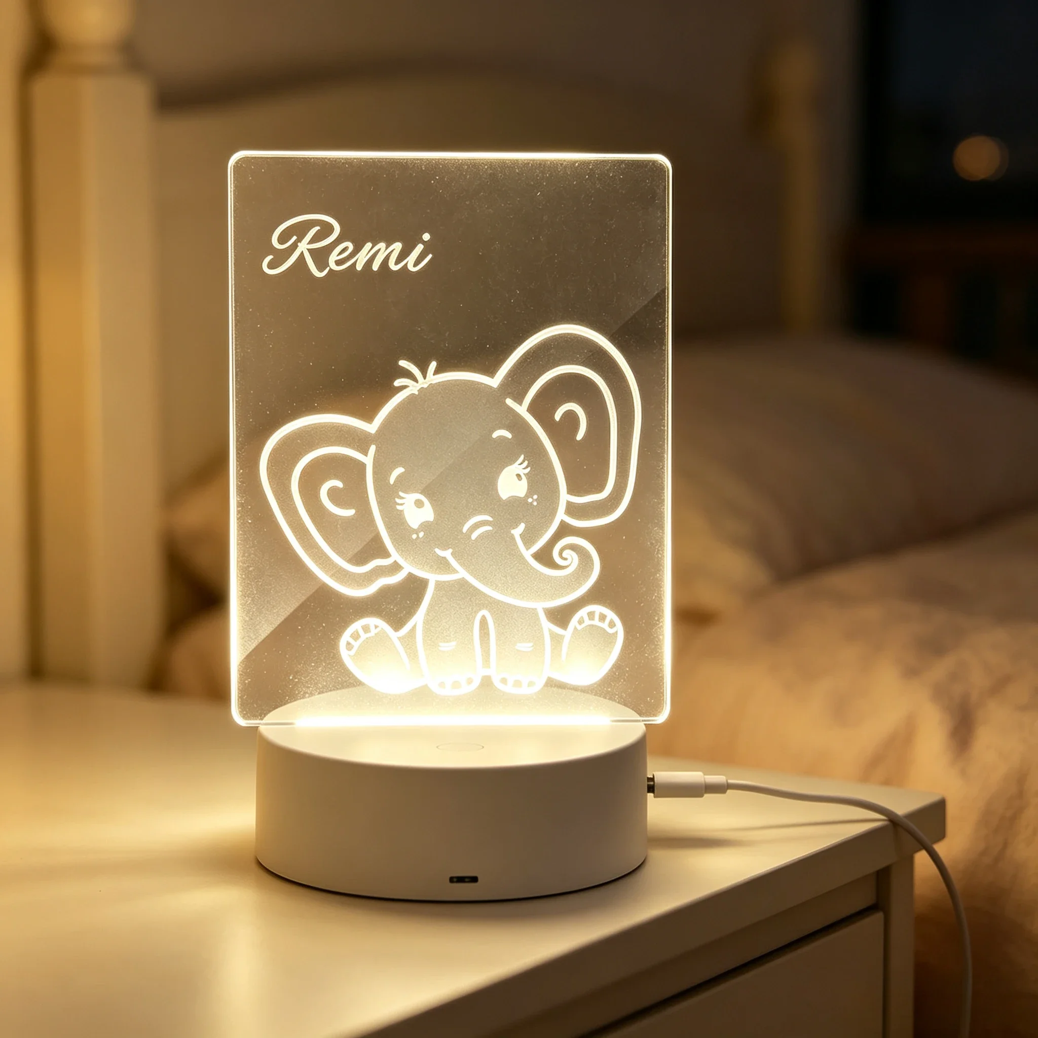 Lampka nocna LED USB do pokoju – Baby Nursery Elephant recenzja i cena